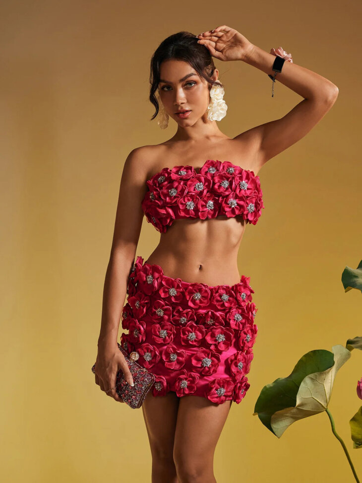 Ensemble jupe en cristal à fleurs Benji – Image 2