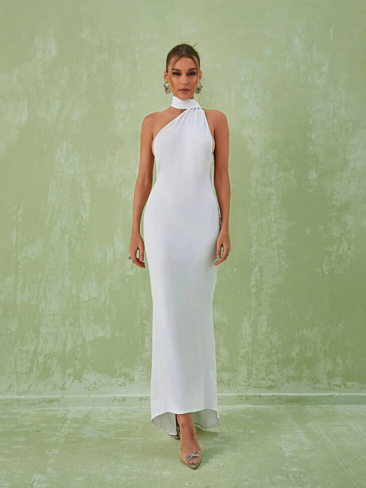 Robe longue dos nu Toula en blanc – Image 4