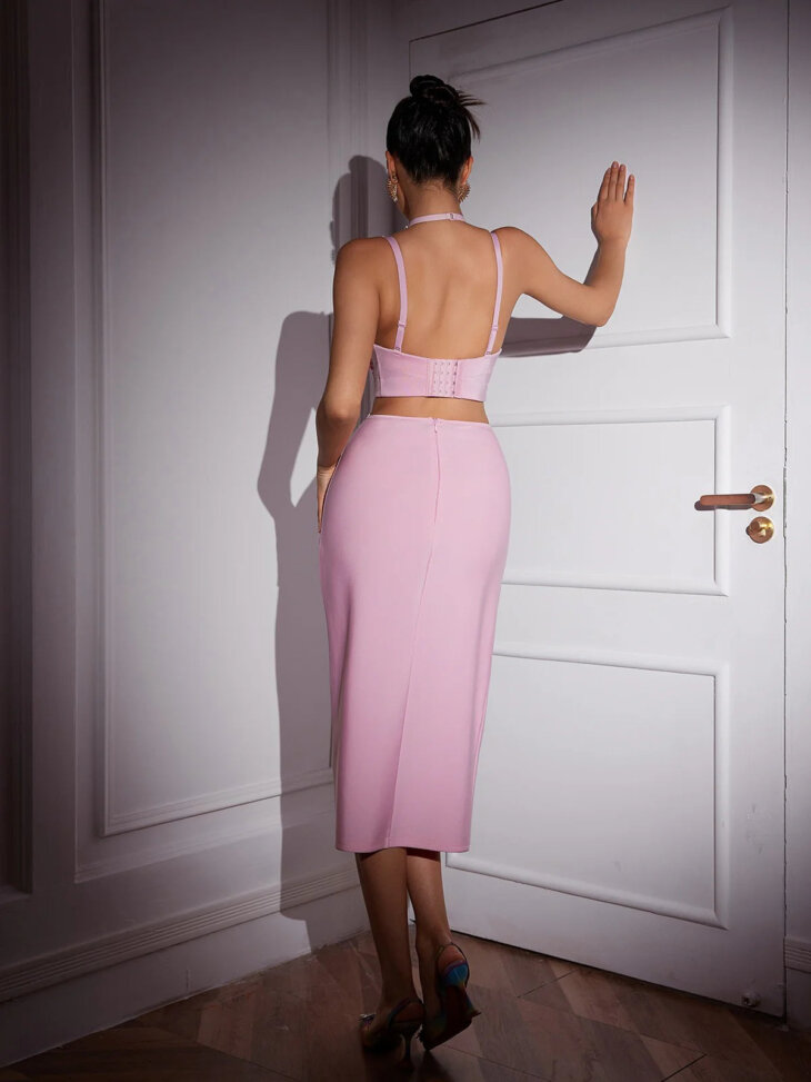 Ensemble jupe bandeau à perles et fleurs Bevverly – Image 2
