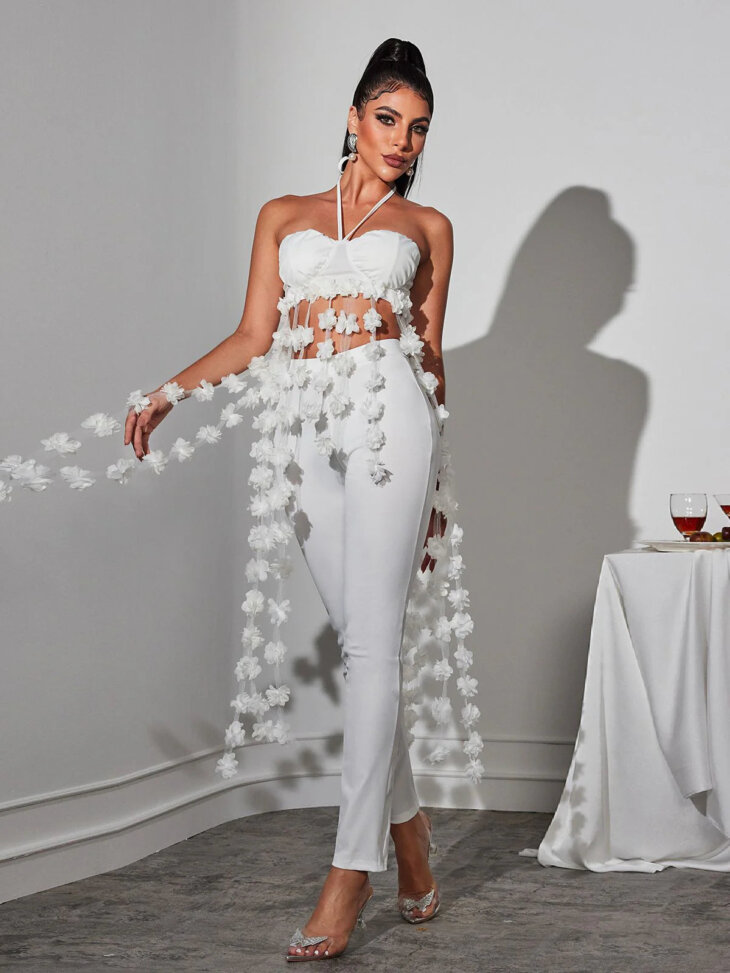 Ensemble pantalon à fleurs Kevon dos nu