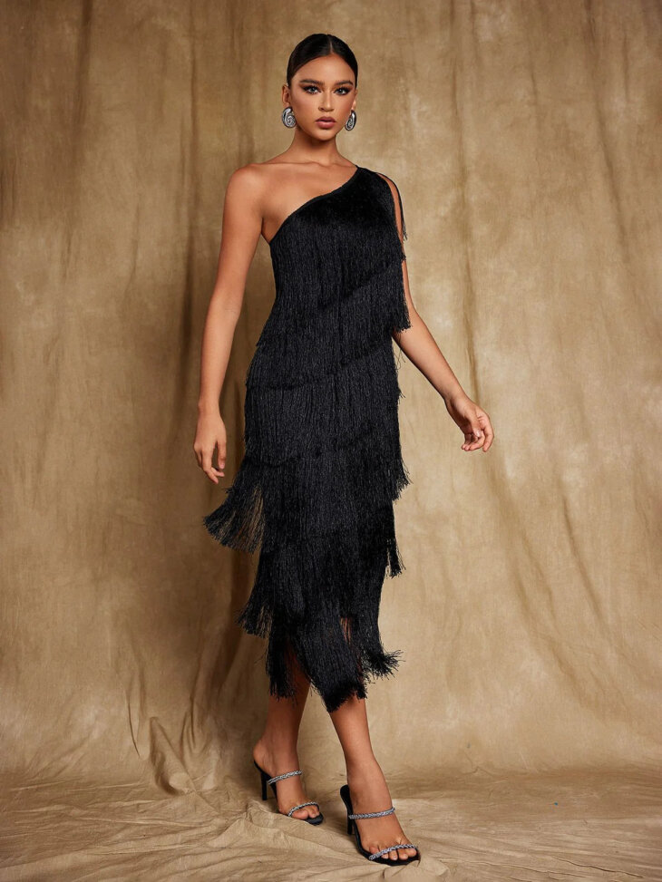 Robe mi-longue à franges Stiorra