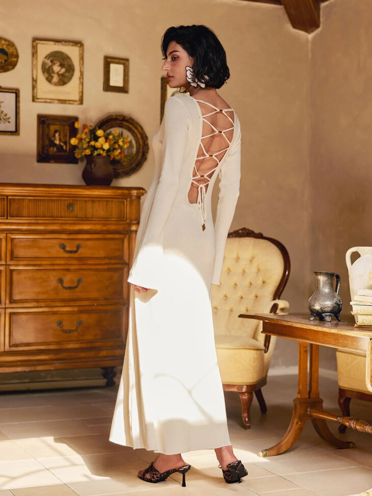 Robe longue à lacets dos nu Laurance – Image 4