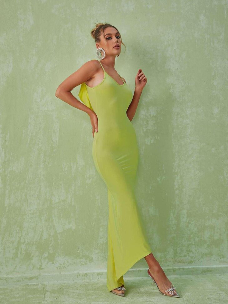 Robe longue dos nu Marzia en vert – Image 3