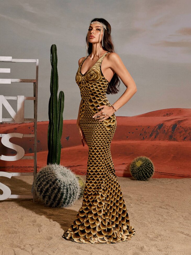 Robe longue sirène imprimée Osée – Image 4