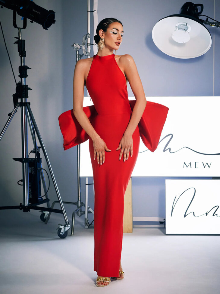 Robe fendue bandage à nœud Milada – Image 3