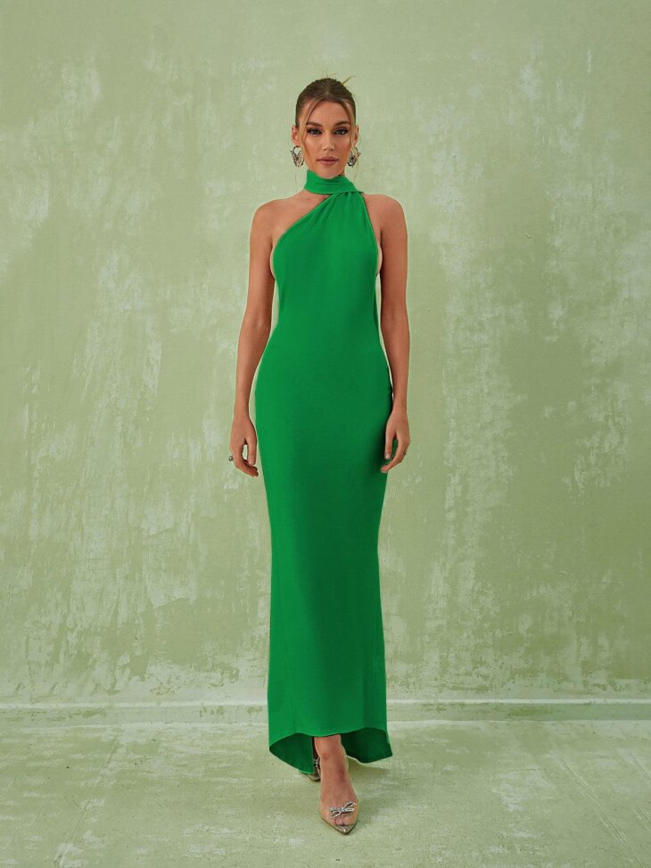 Robe longue dos nu Toula en vert – Image 5