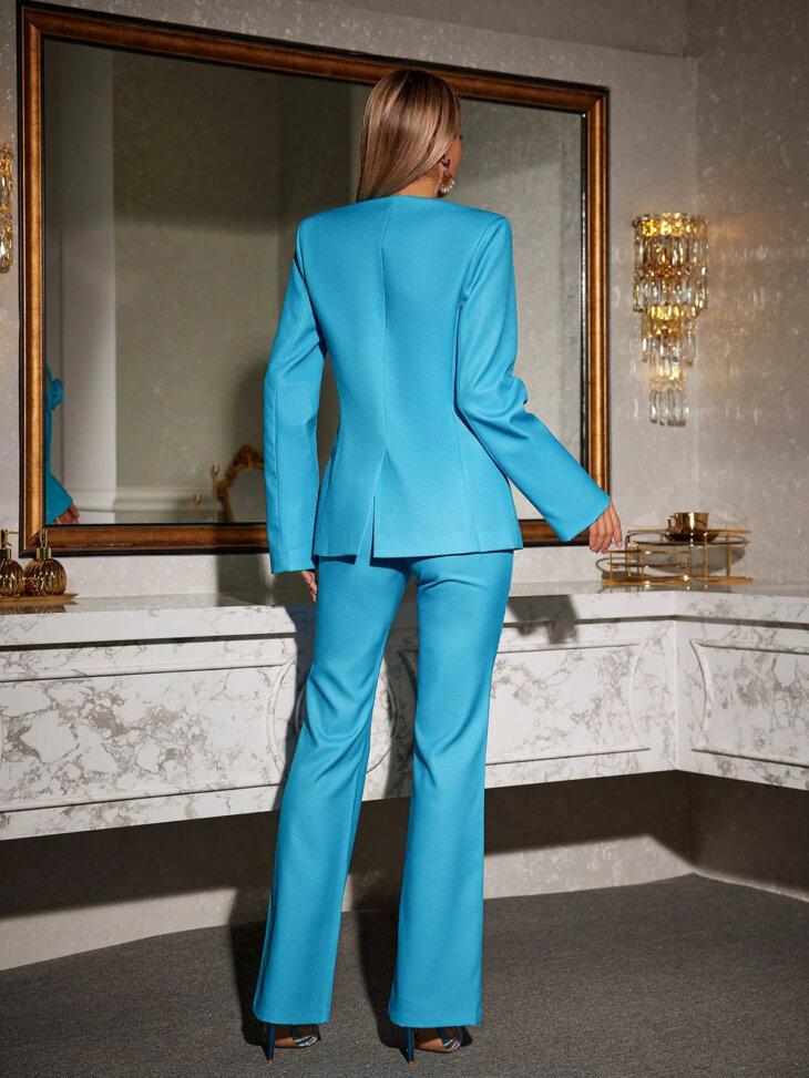 Ensemble blazer fleuri à col en V Cory – Image 2