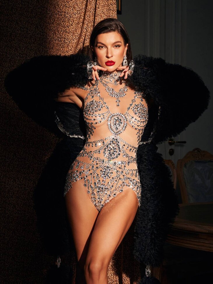 Body Simona à col montant et strass – Image 4