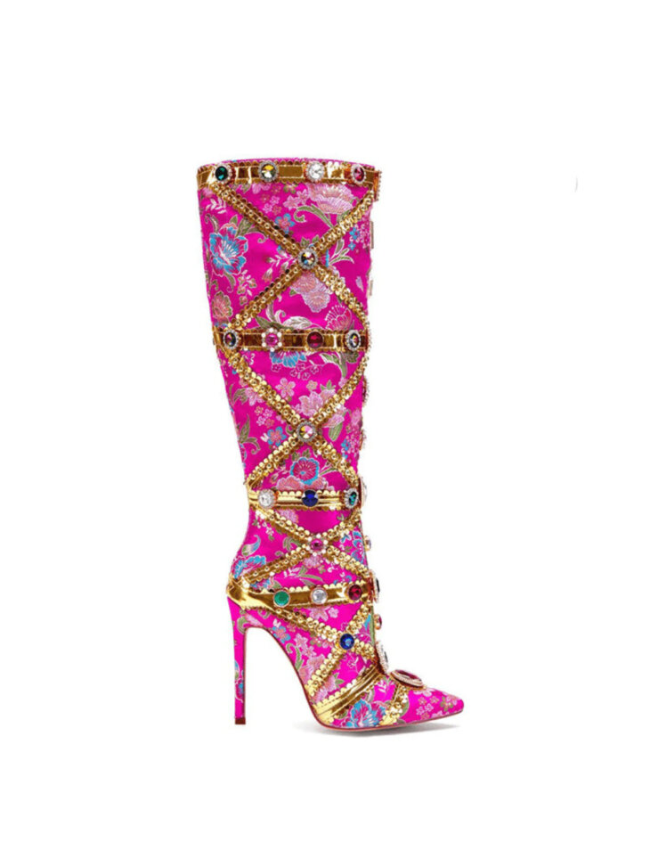 Bottes en strass à imprimé floral Tesni – Image 2