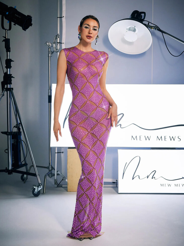 Robe longue en cristal sans manches Cherish