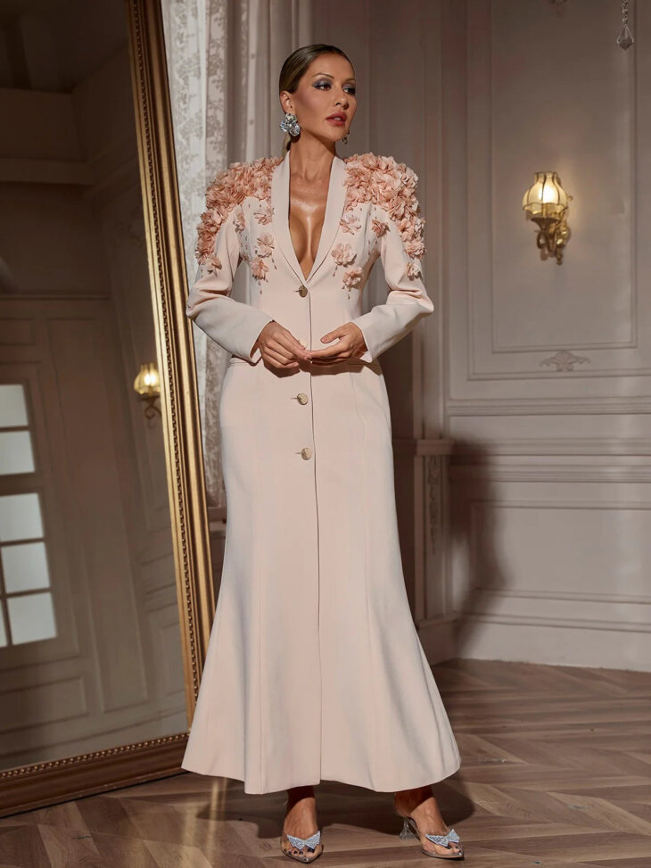 Robe longue fleurie à manches longues Berton – Image 5