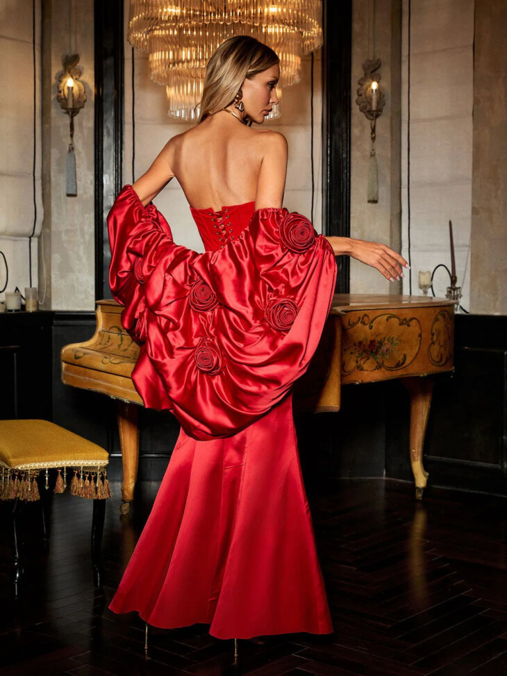 Cachet - Robe longue corset sans bretelles avec boléro – Image 4