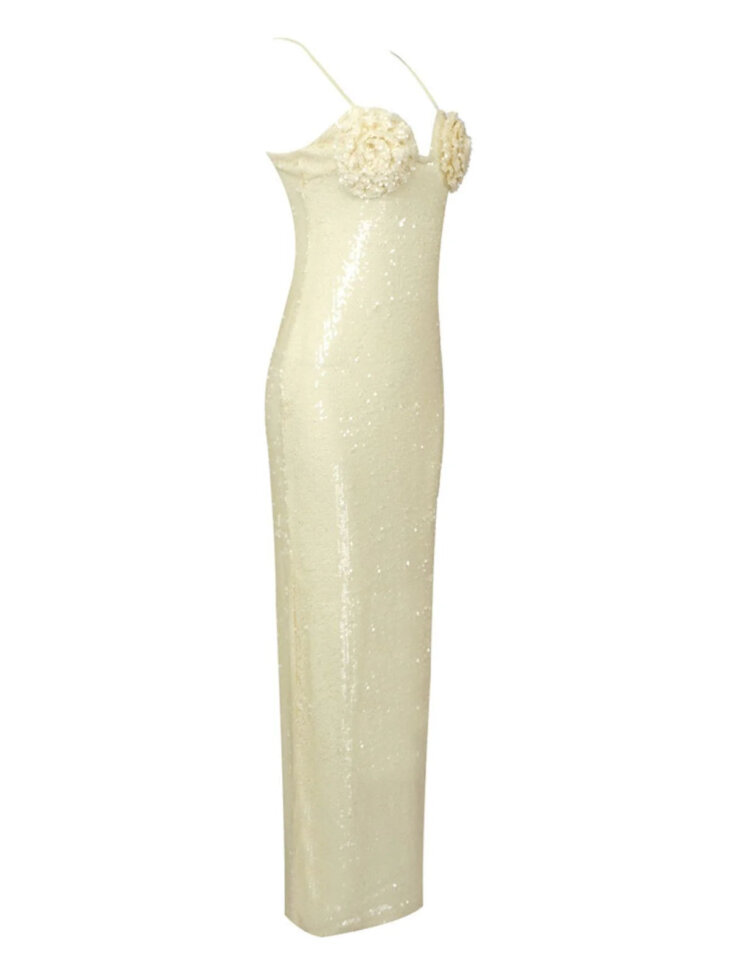 Robe Lorelei beige à sequins – Image 7