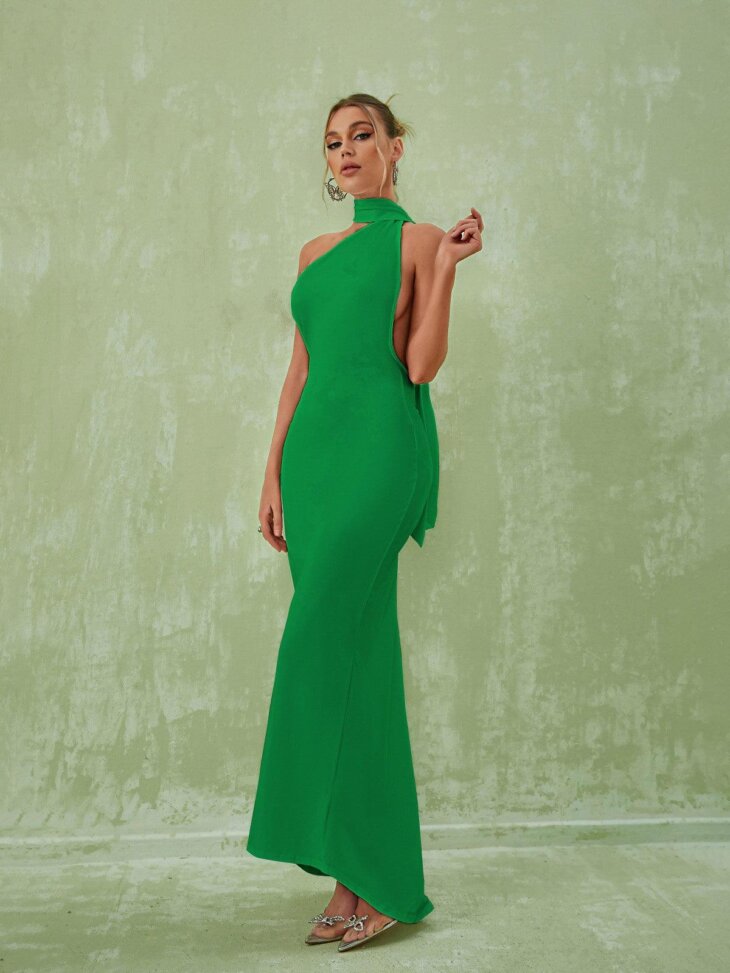 Robe longue dos nu Toula en vert – Image 4
