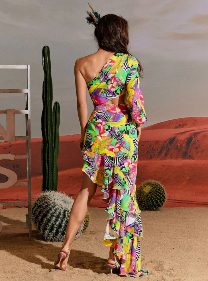 Robe longue froncée à une manche Brooks – Image 5