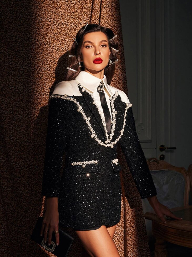 Robe à col à sequins ornée Galilea – Image 5