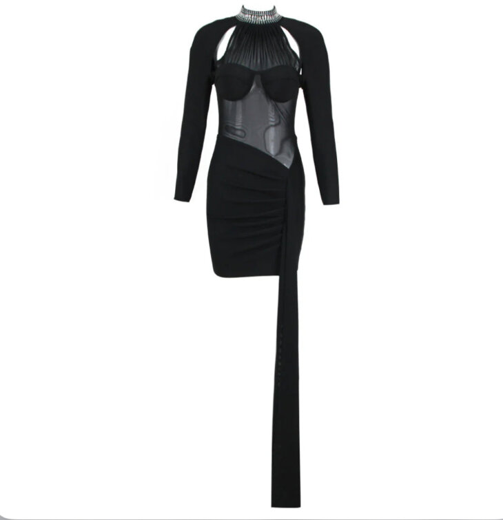 Mini-robe drapée Travis Crystal – Image 4