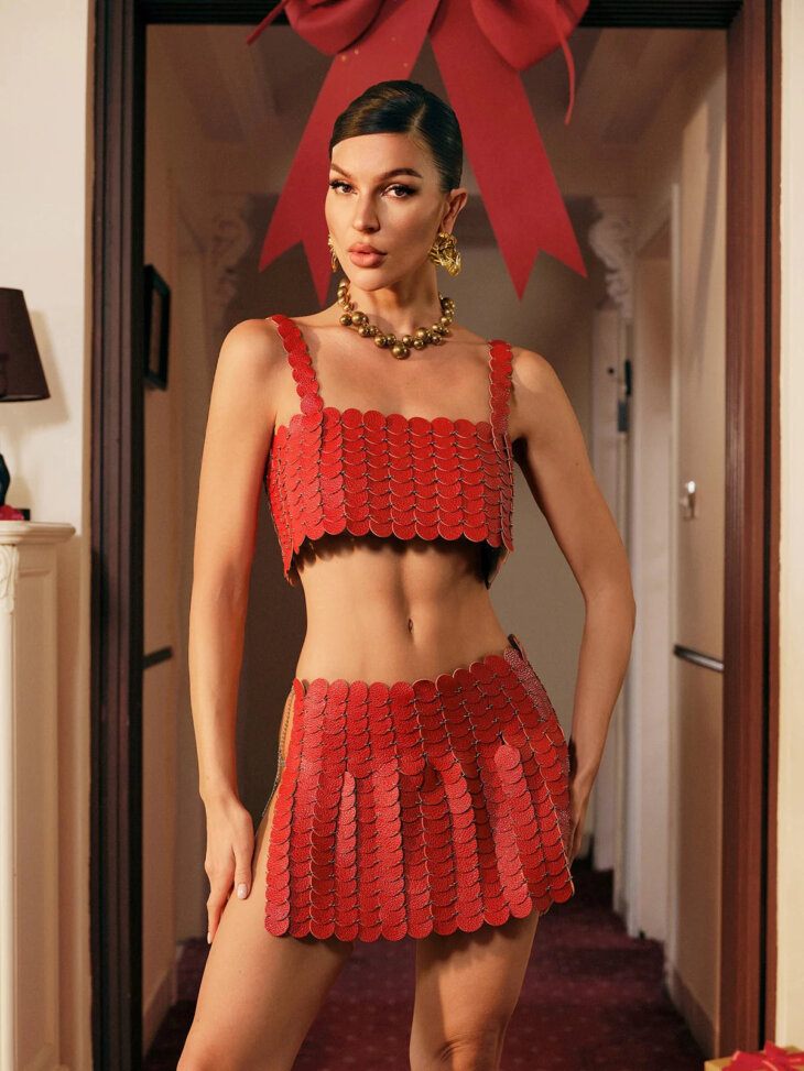 Ensemble de jupe en cotte de mailles circulaire en cuir Mckie – Image 6