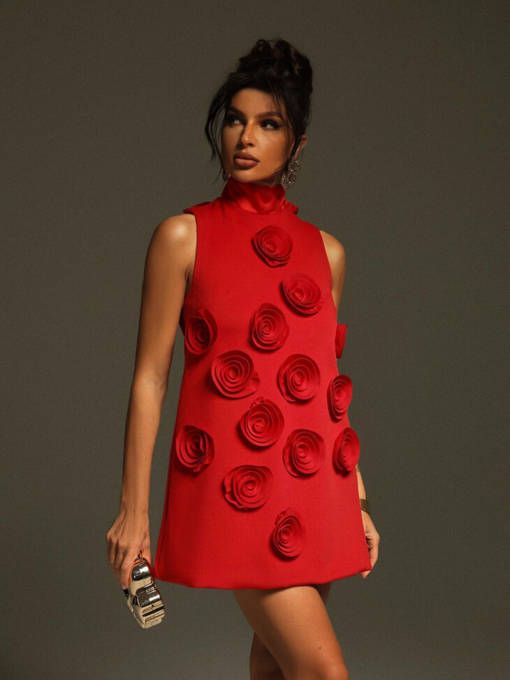 Mini-robe fleurie avec nœud sans manches Keane – Image 4