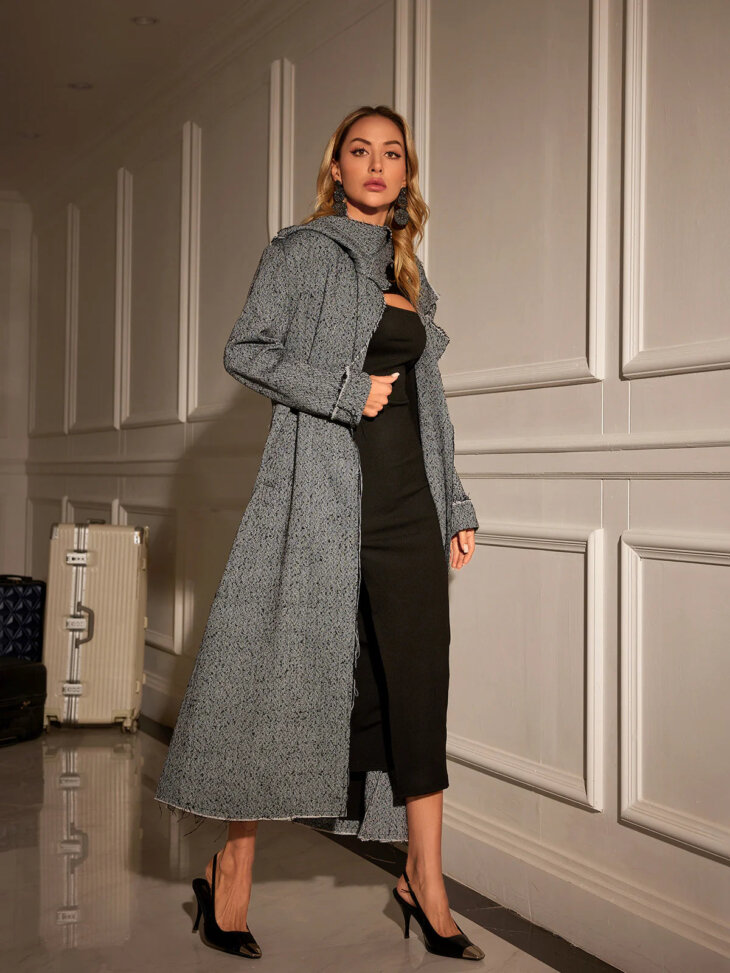 Manteau pied-de-poule à col Mikael – Image 3