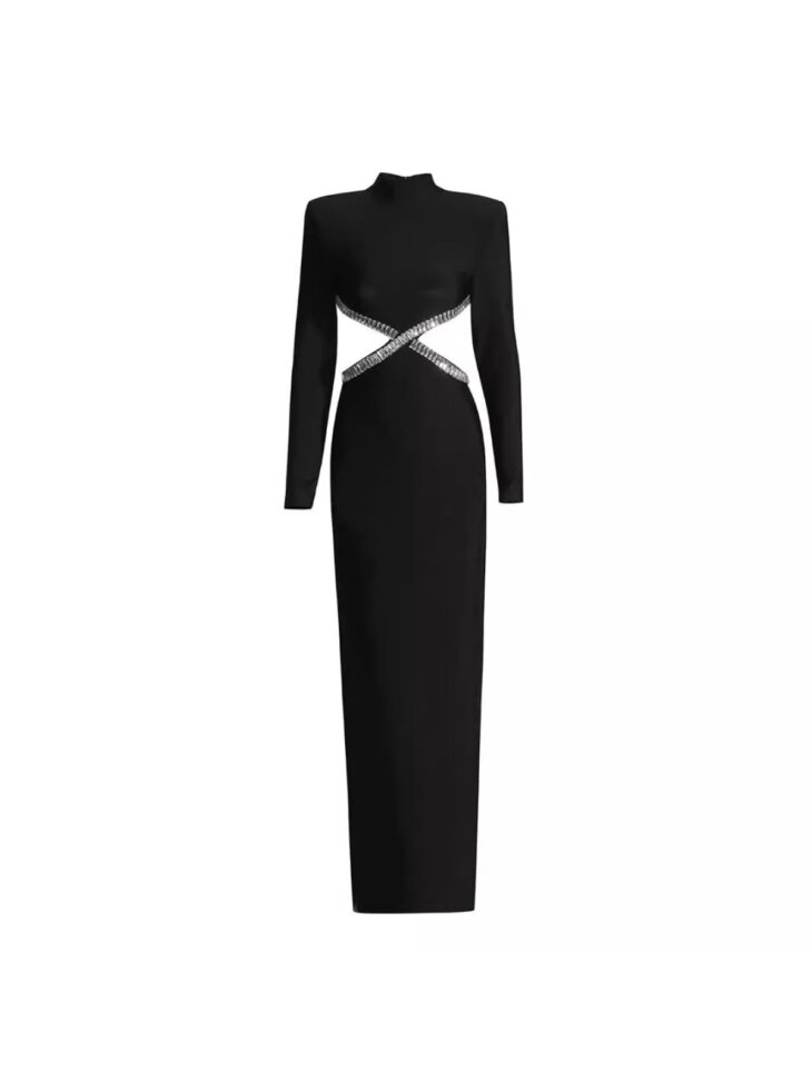 Robe bandage découpée en strass Ephai – Image 3