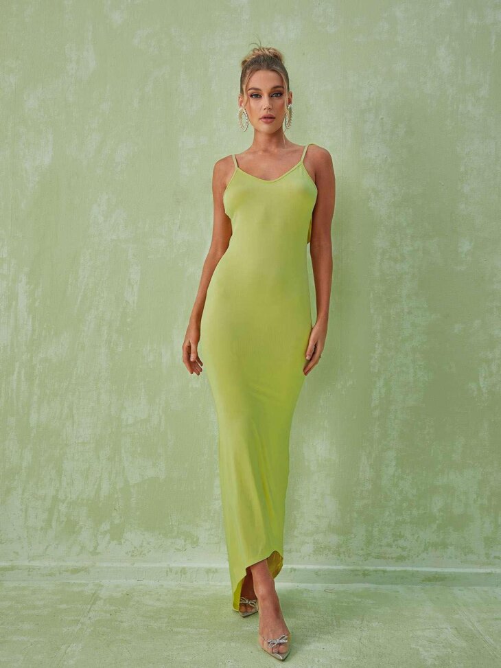 Robe longue dos nu Marzia en vert – Image 2