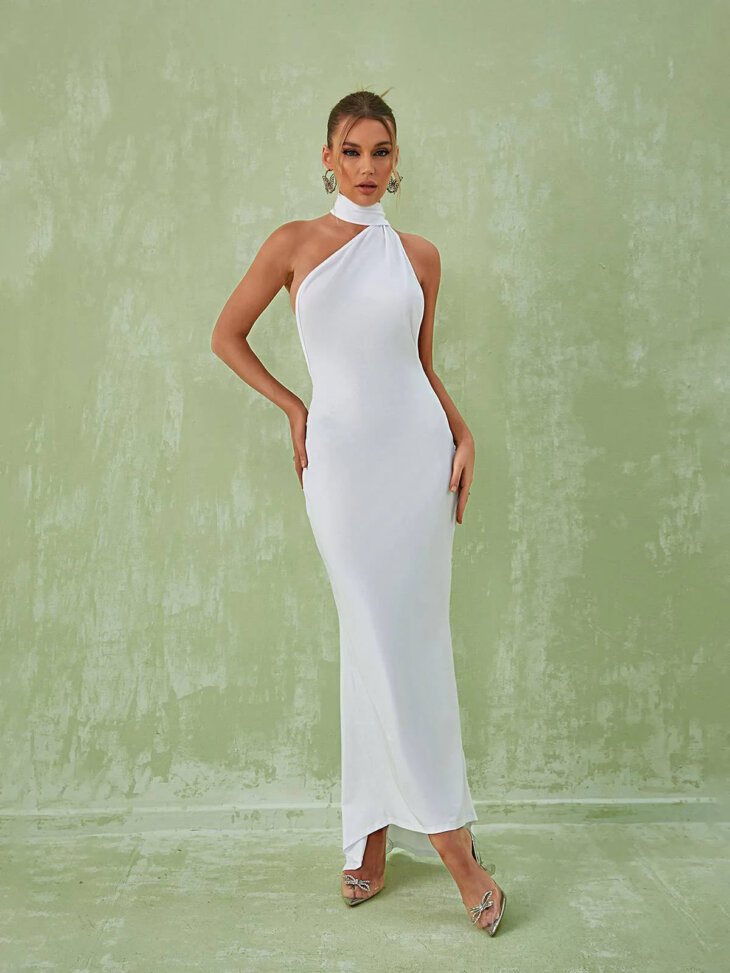 Robe longue dos nu Toula en blanc – Image 3