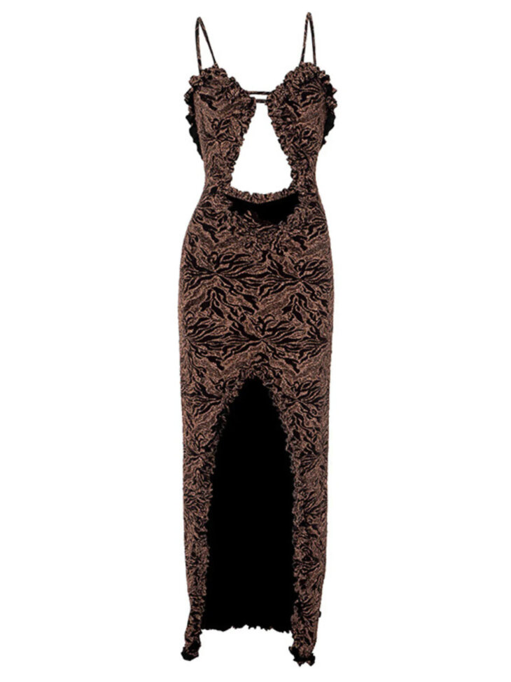 Robe midi à découpes et volants fleuris Levente – Image 6