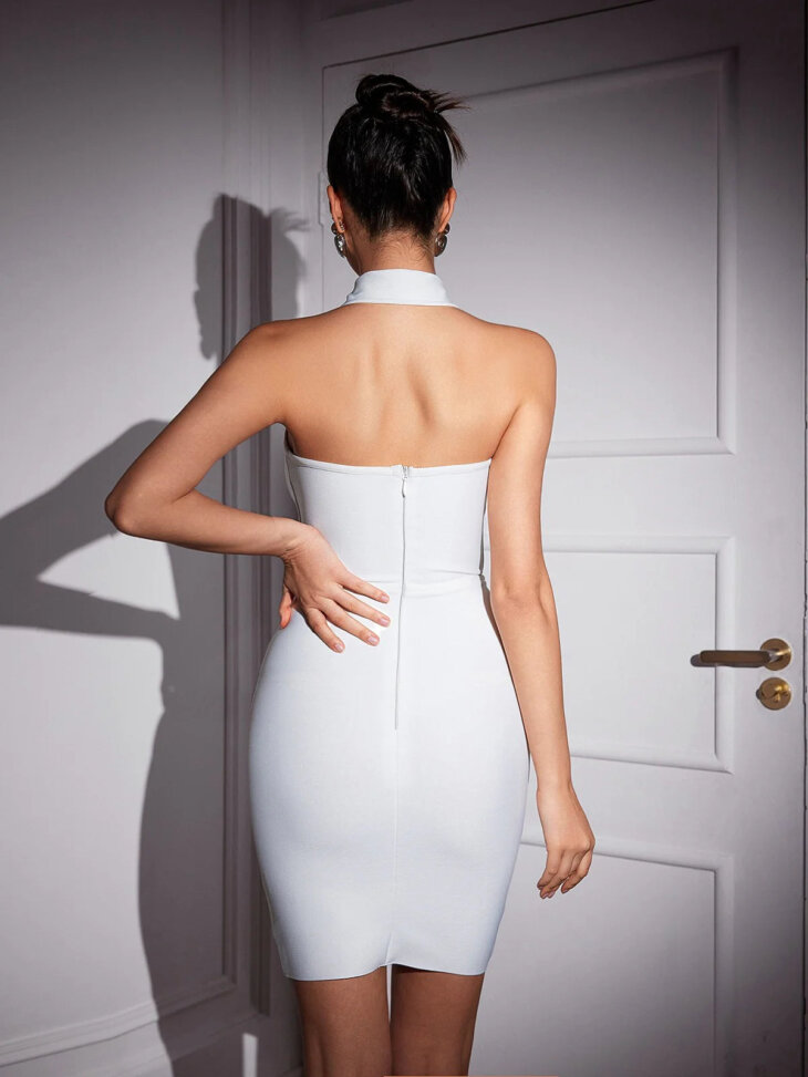Mini-robe bandage cœur à col plié Deedee – Image 2