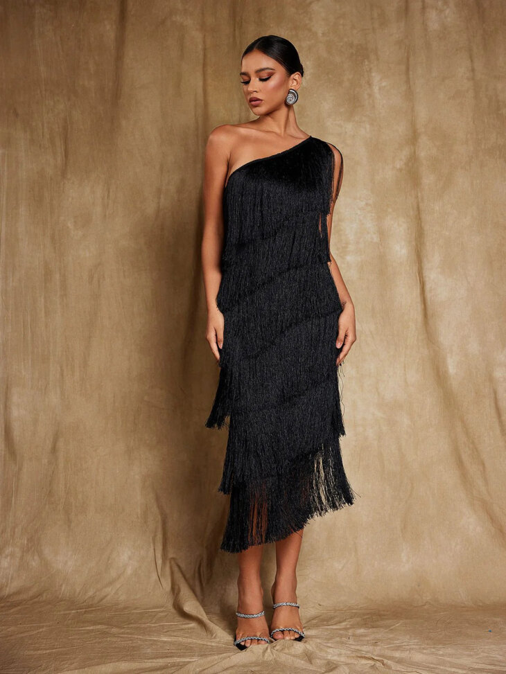 Robe mi-longue à franges Stiorra – Image 4