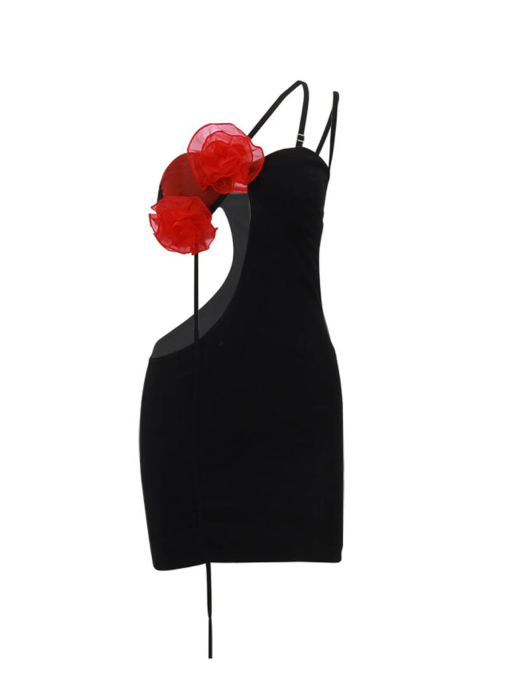 Valor - Mini-robe asymétrique asymétrique à fleurs et découpes – Image 7