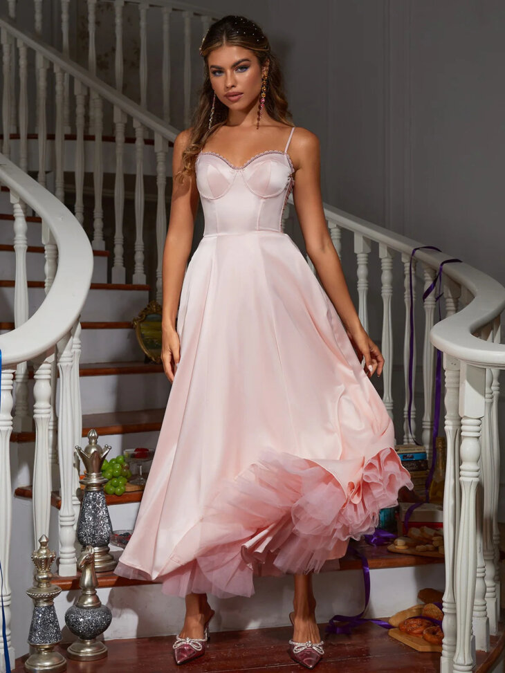 Robe en satin patchwork spaghetti Abraxas – Image 2