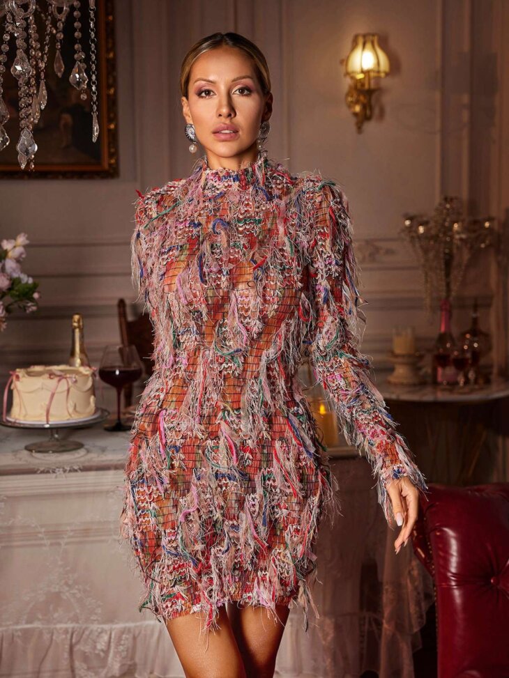 Archki - Mini-robe à franges et manches longues – Image 6