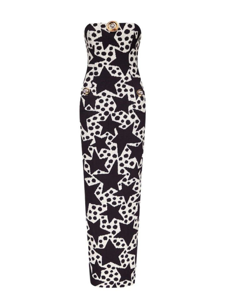 Robe longue sans bretelles à pois étoilés Anaelle – Image 5