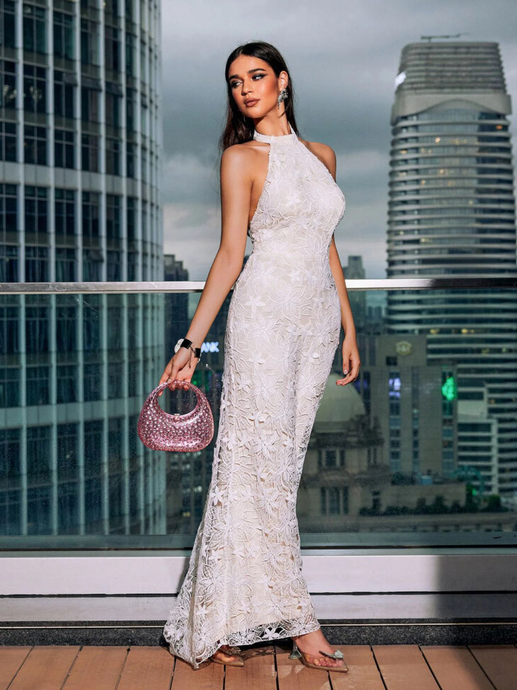 Robe longue en dentelle florale Bonita – Image 4