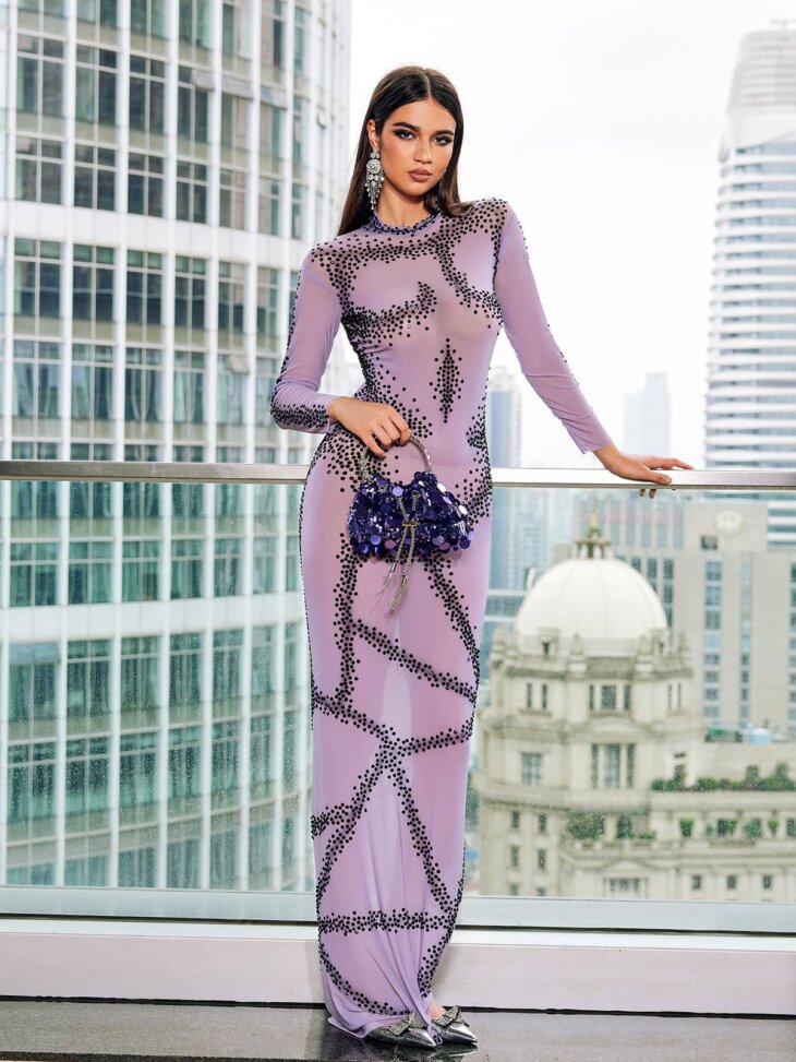 Robe longue imprimée strass Dasani – Image 4