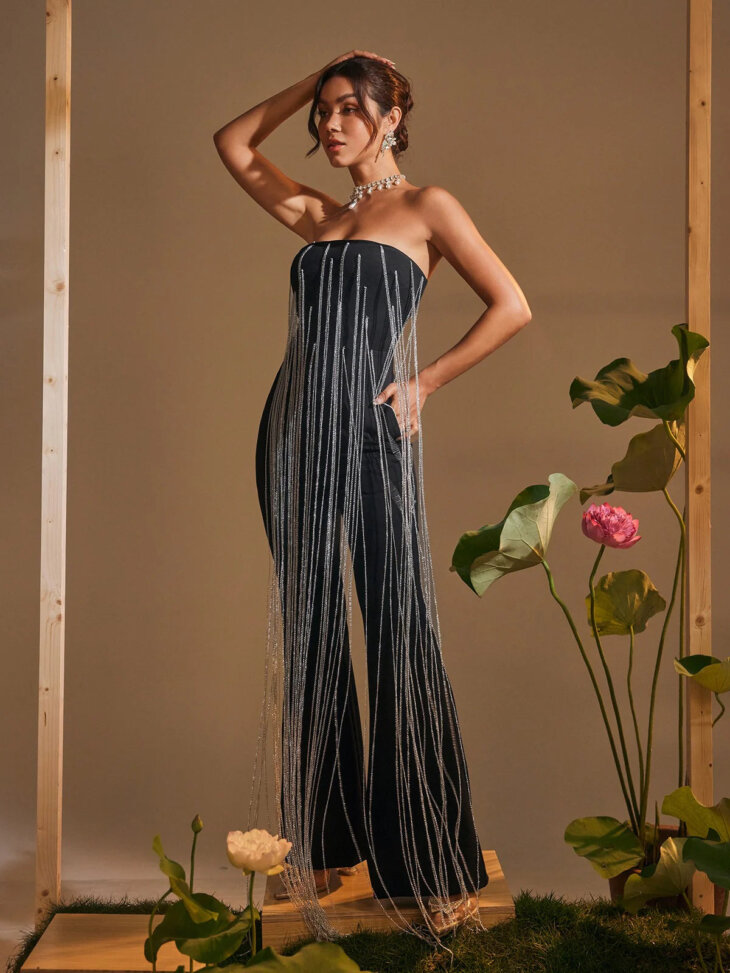 Kaveri - Combinaison bustier à franges et chaîne en cristal – Image 4