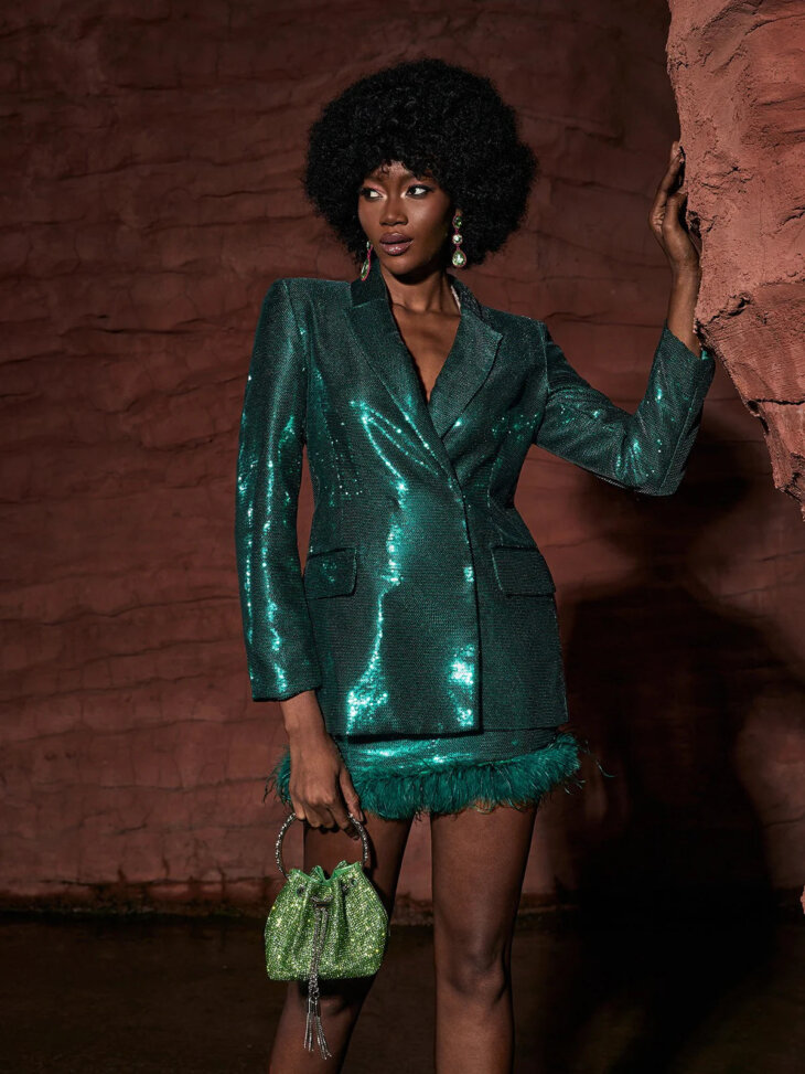 Ensemble blazer à sequins et patchwork Dovie – Image 2