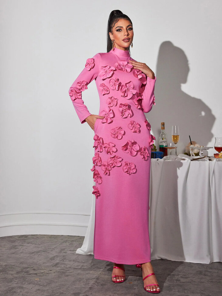 Robe longue fleurie à manches longues Liluri