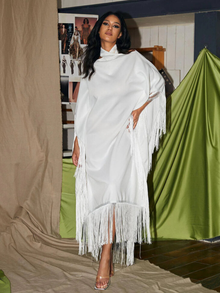 Robe caftan à franges Ceridwen Cricross – Image 4