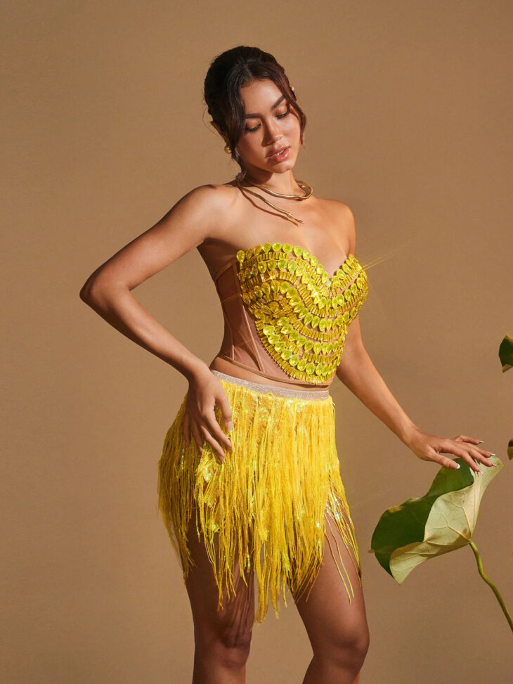 Ensemble jupe corset pailletée et strass Yvaine – Image 6