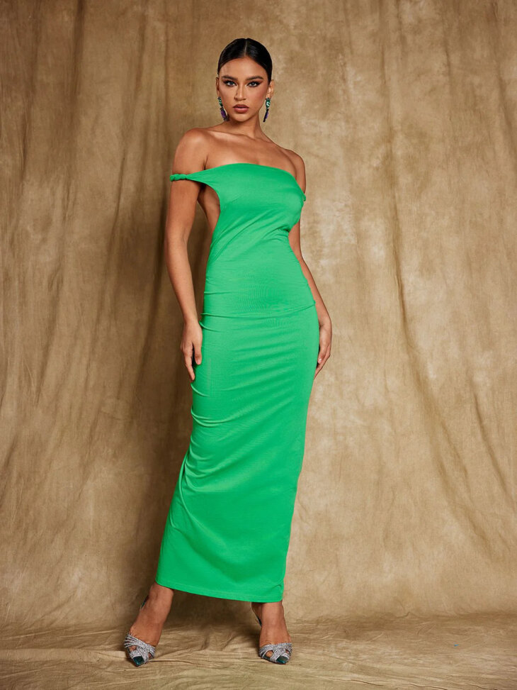 Robe longue froncée dos nu Falle – Image 4