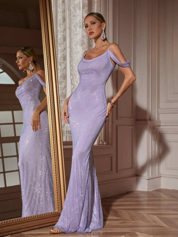 Robe longue en cristal spaghetti Preeti – Image 3