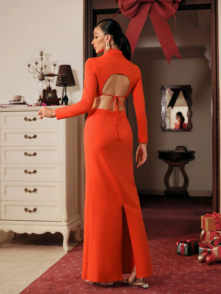 Robe longue découpée à manches longues Davila – Image 2