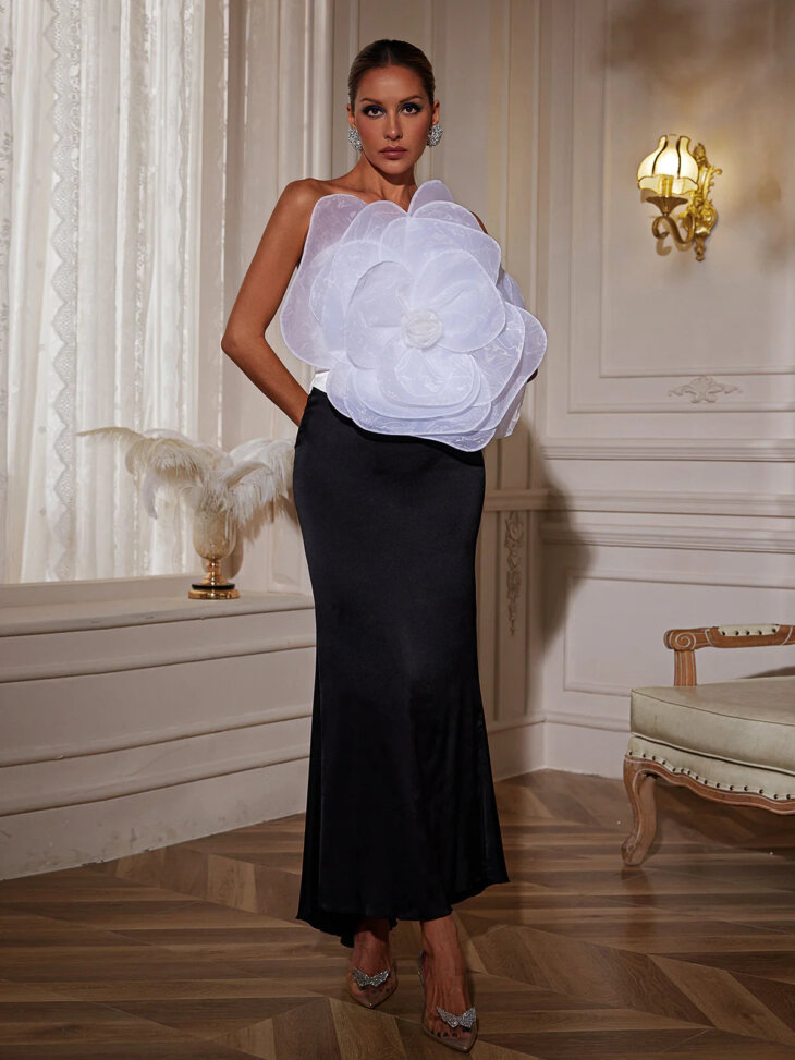 Robe Pierre asymétrique à fleurs et patchwork – Image 3