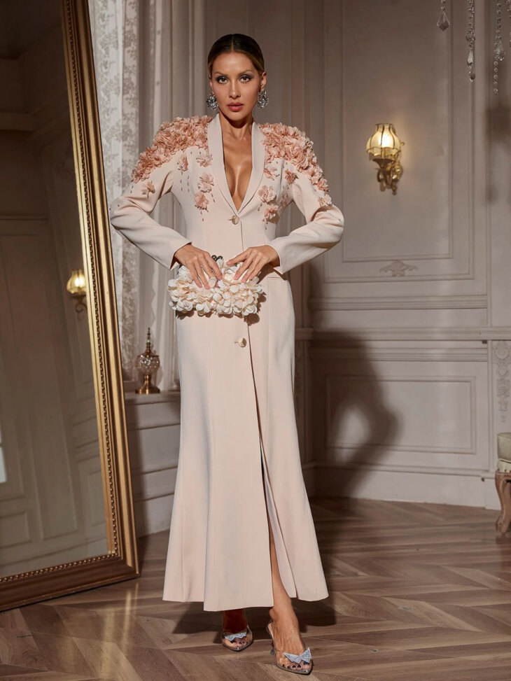 Robe longue fleurie à manches longues Berton – Image 3