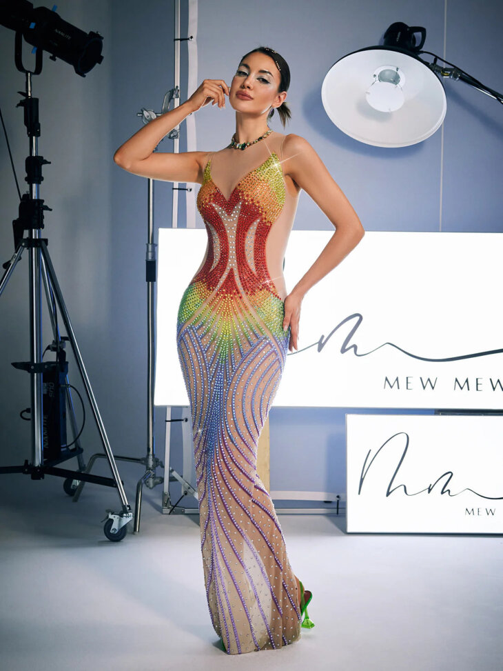 Robe Elska sans manches en maille cristalline – Image 3