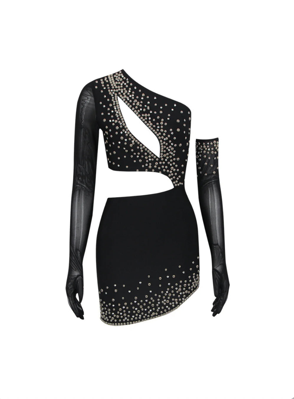 Pedro One Shoulder Pearl Cutout Bandage Dress – Image 5