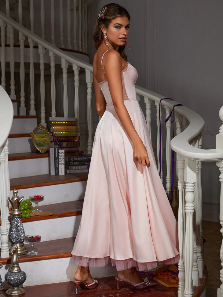 Robe en satin patchwork spaghetti Abraxas – Image 3