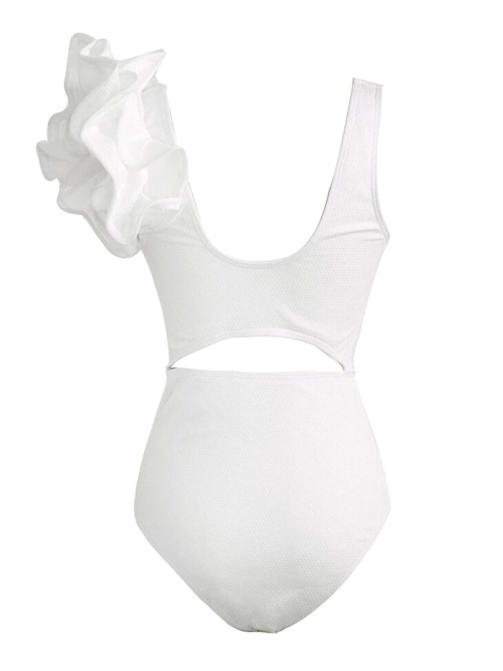 Maillot de bain une pièce chiné à découpes et volants – Image 7